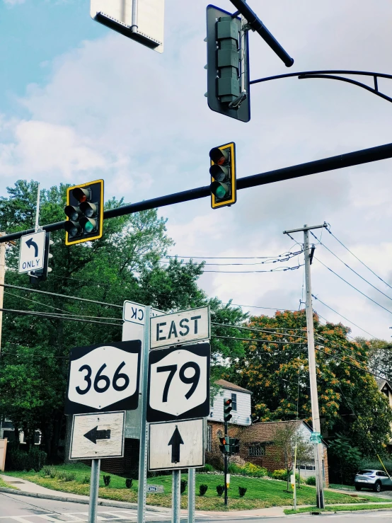 a couple of street signs sitting on the side of a road, flashing lights, trending on vsco, profile image, historical photo