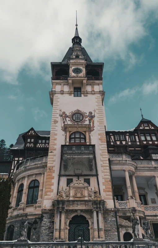 a tall building with a clock on top of it, transylvanian castle, intricate detail and quality, slide show, thumbnail