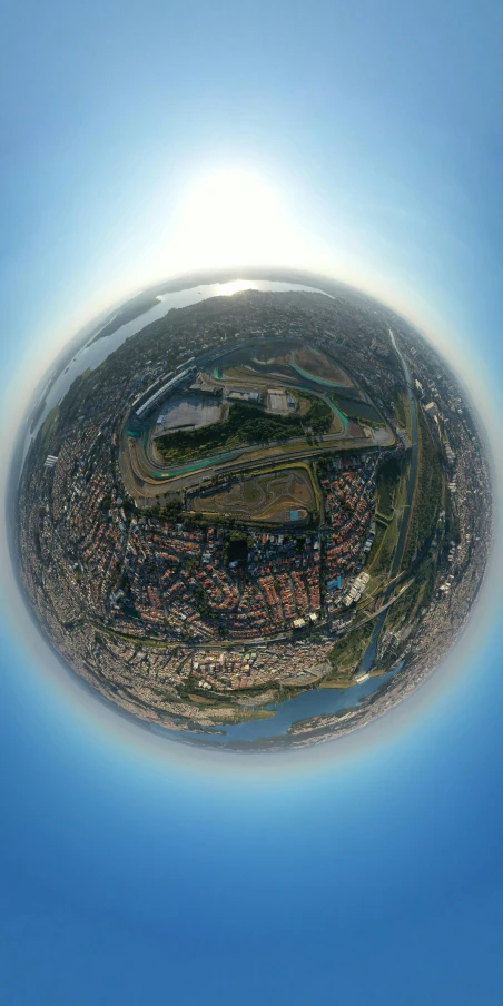 a fish eye view of a city on a sunny day, reddit, renaissance, istanbul, mapbox, earth visible below, ( land )