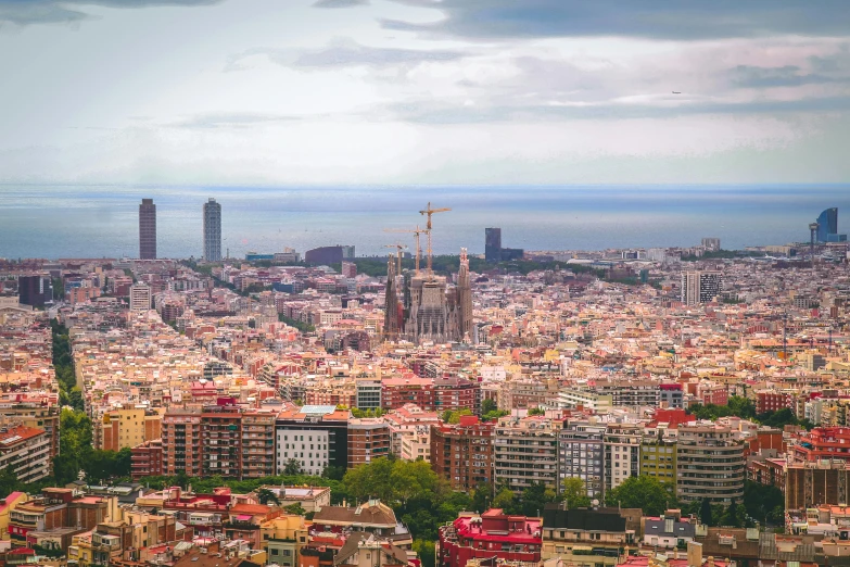 a view of barcelona from the top of a building, taken in 2 0 2 0, fan favorite, ultrawide lens”, mixed art