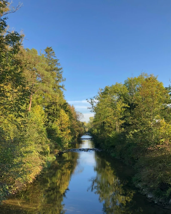 a river running through a lush green forest, kreuzberg, clear skies in the distance, 2019 trending photo, thumbnail