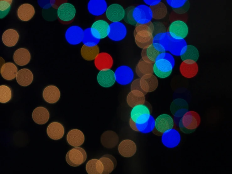 a bunch of lights that are in the dark, by Jan Rustem, pexels, generative art, christmas night, green blue red colors, boke, circles