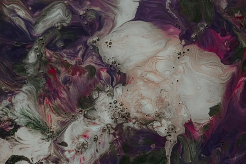 a close up of a painting of flowers, an ultrafine detailed painting, inspired by Shōzō Shimamoto, trending on deviantart, conceptual art, fluid smoke art, white and purple, dark but detailed digital art, mat collishaw