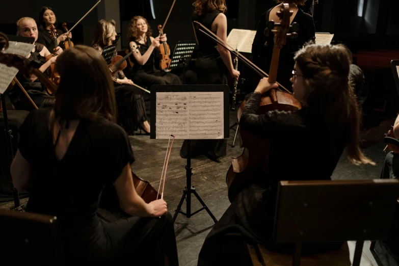 a group of people that are playing musical instruments, profile image, subject in the centre, back facing, ignant