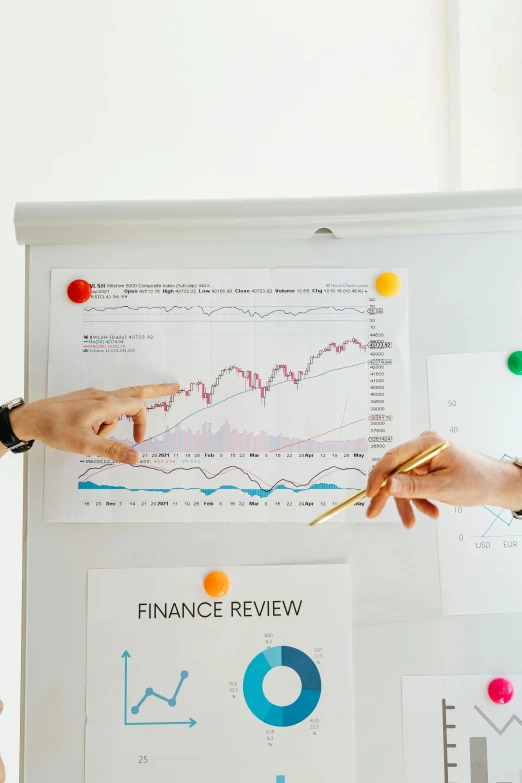 a group of people standing around a white board, displaying stock charts, australia, thumbnail, performance