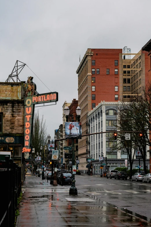 a city street filled with lots of traffic next to tall buildings, renaissance, ballard, dilapidated neon signs, 2019 trending photo, preserved historical