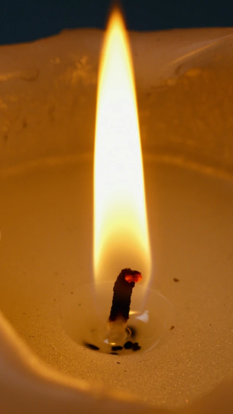 a close up of a lit candle on a table, profile image, birdseye view, playing with fire, on its own