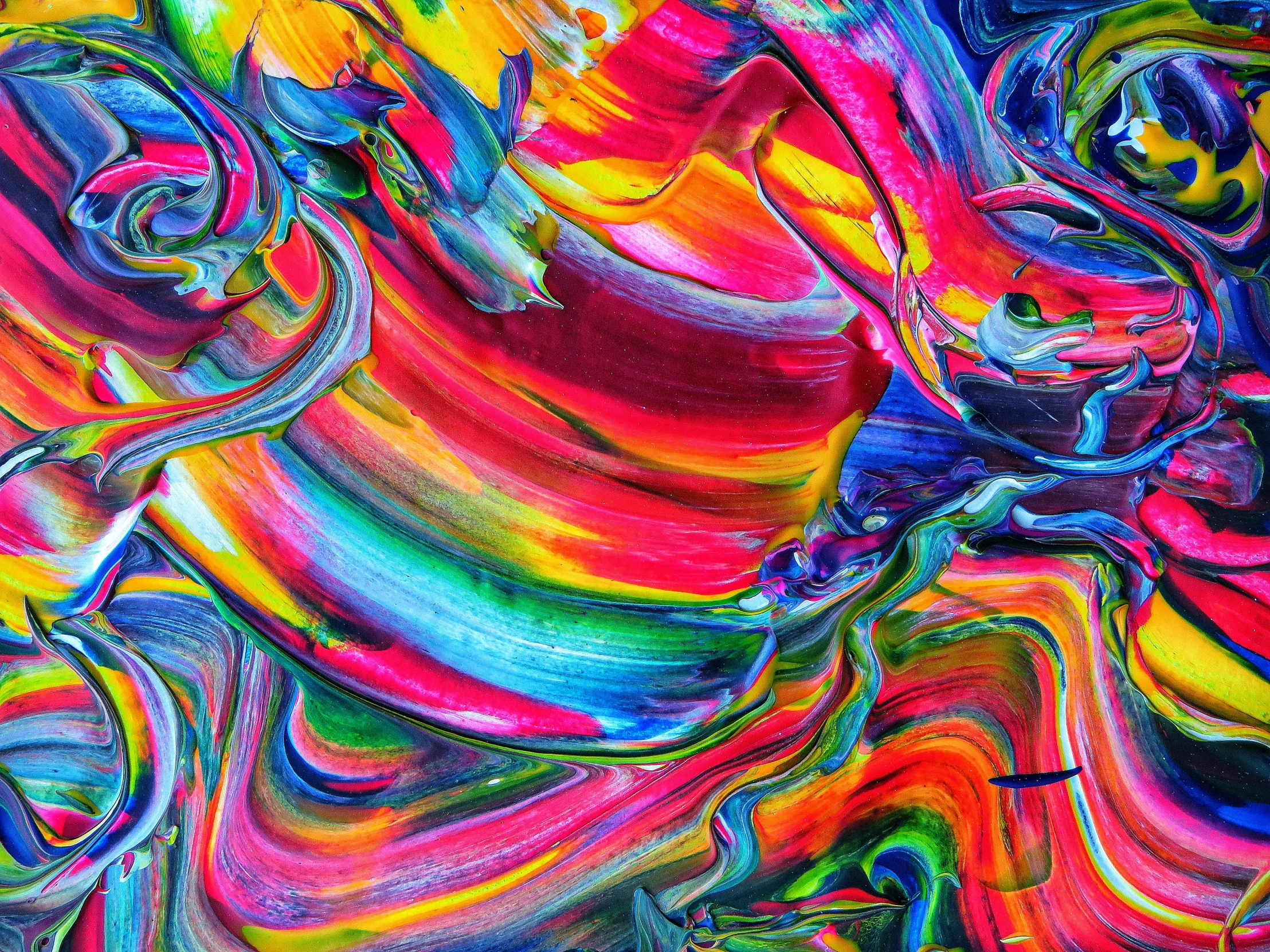 a colorful painting with lots of different colors, trending on pexels, rippling fabric of reality, vibrant neon inks painting, ntricate oil painting, colorful plastic