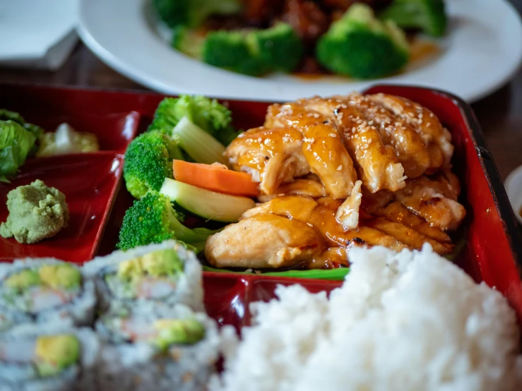 a close up of a plate of food on a table, half asian, fan favorite, daily specials, thumbnail
