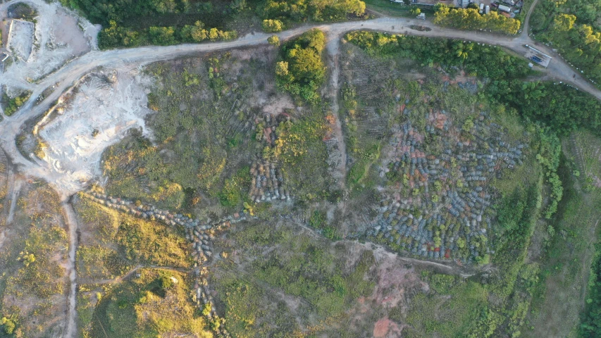 an aerial view of a city surrounded by trees, a portrait, reddit, land art, cut into the side of a mountain, photo from the dig site, barycentric subdivision, photo taken in 2018