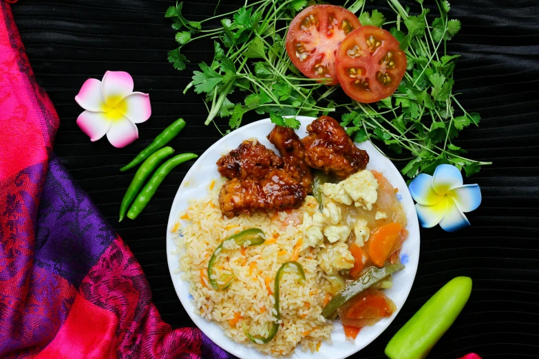 a close up of a plate of food on a table, pexels contest winner, hurufiyya, naga-hakash, thumbnail, background image, recipe