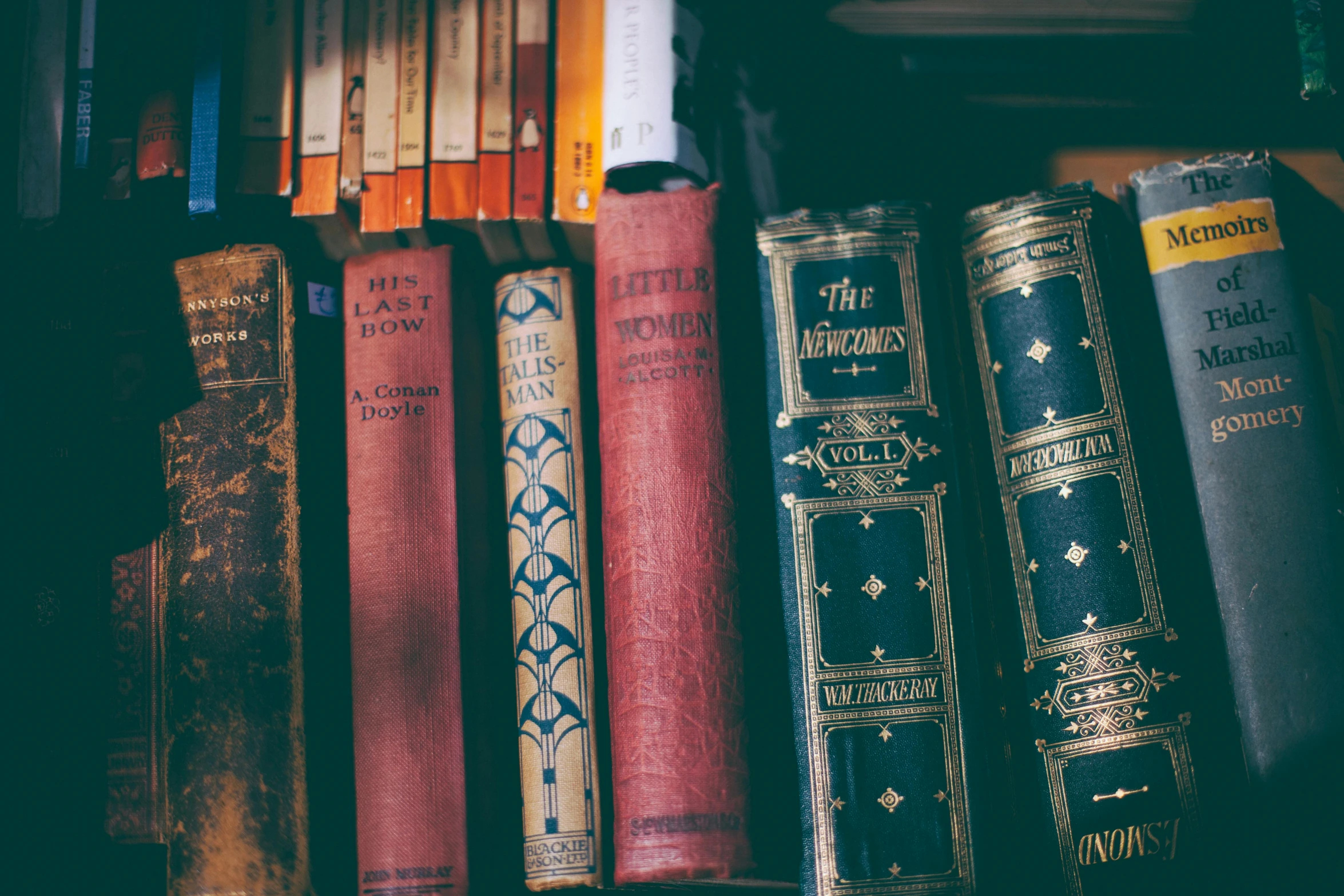 a bookshelf filled with lots of old books, unsplash, arts and crafts movement, up close, book cover, looking seductive, vintage color