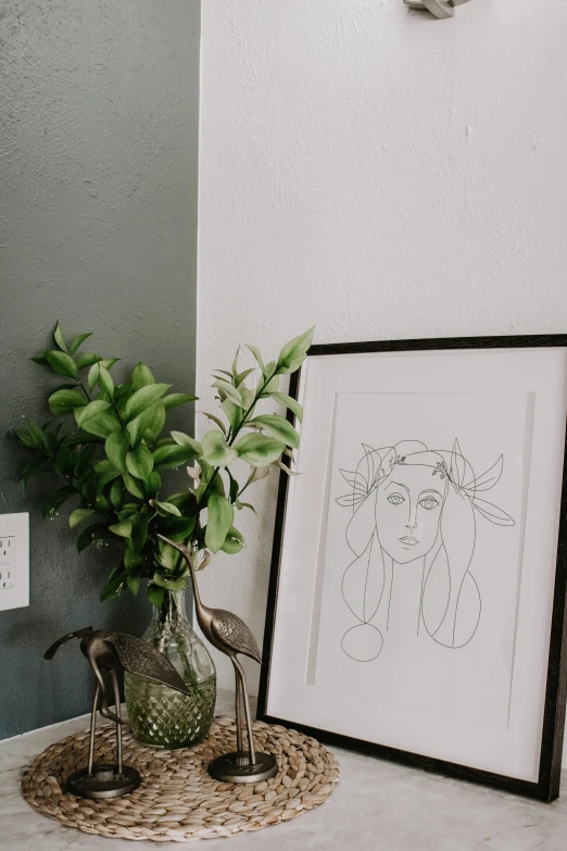 a white sink sitting under a faucet next to a mirror, a drawing, by Sydney Carline, trending on pexels, analytical art, woman made of plants, family framed on the wall, displayed on an altar, graceful face