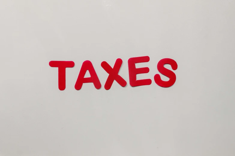 a white refrigerator with the word taxes written on it, an album cover, pexels, gradient white to red, on a gray background, scottish, taxis