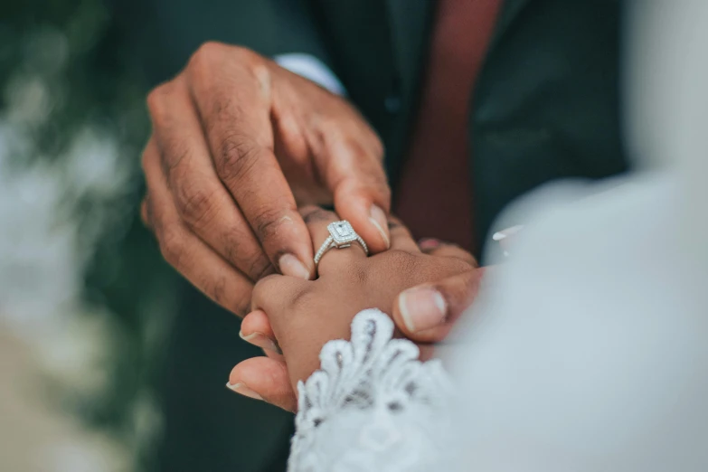 a close up of a person holding a wedding ring, pexels contest winner, holding hands, rectangle, platinum jewellery, thumbnail