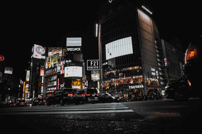 a black and white photo of a city at night, pexels contest winner, ukiyo-e, neon advertisements, square, unsplash photo contest winner, pixelated