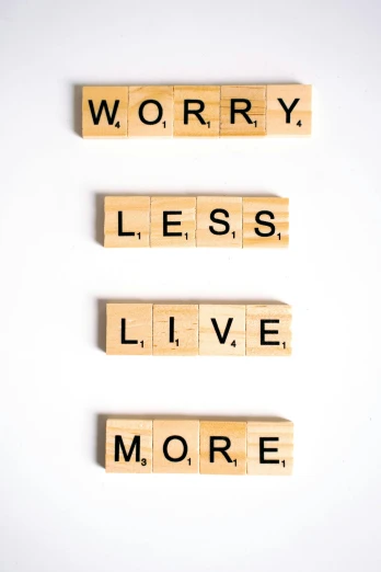 scrabbles spelling worry, less, live, more, a picture, unsplash, minimalism, 2 5 6 x 2 5 6 pixels, happy vibes, and, ptsd