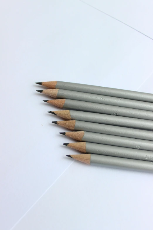a group of pencils sitting on top of a white surface, a pencil sketch, by Gavin Hamilton, short light grey whiskers, high angle shot, ilustration, traditional medium