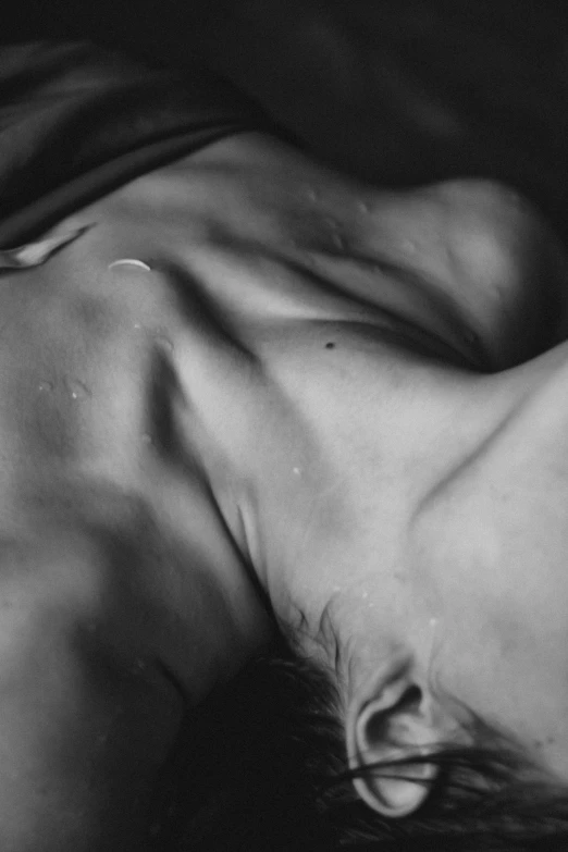 a black and white photo of a naked woman, tumblr, figurative art, sweaty abs, warped flesh, victoria siemer, nights