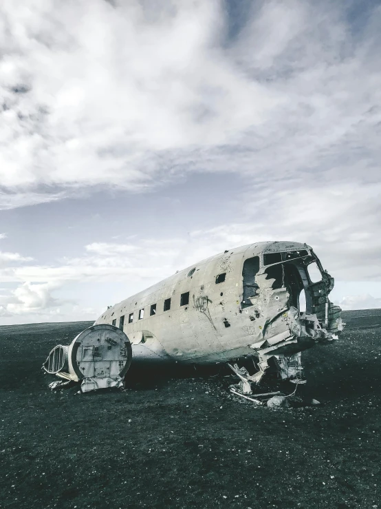 an airplane sitting on top of a grass covered field, crumbling, iceland photography, snapchat photo, high quality product image”