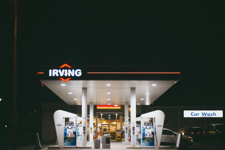 a gas station is lit up at night, an album cover, by Byron Galvez, trending on unsplash, avatar image, davinci, portrait of rung, i've been trying to call