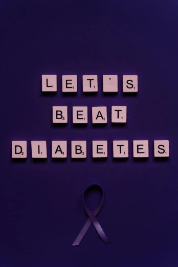 a purple ribbon with the words let's beat diabetes written on it, an album cover, by Meredith Dillman, pexels, happening, profile picture, modern, donatello, dmt