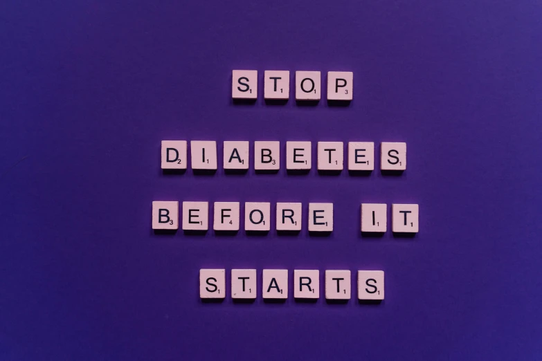 a sign that says stop diabetes before it starts, by Meredith Dillman, pexels, happening, purple, repetition, barbara kruger, 15081959 21121991 01012000 4k