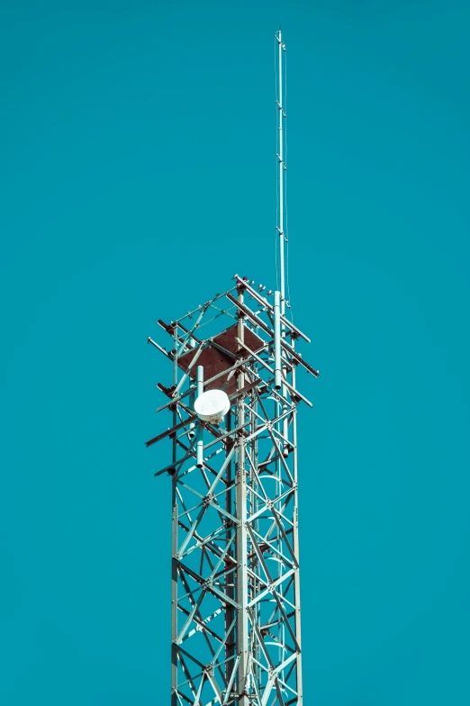 a cell phone tower with a blue sky in the background, by Sven Erixson, postminimalism, square, single light, brown, about