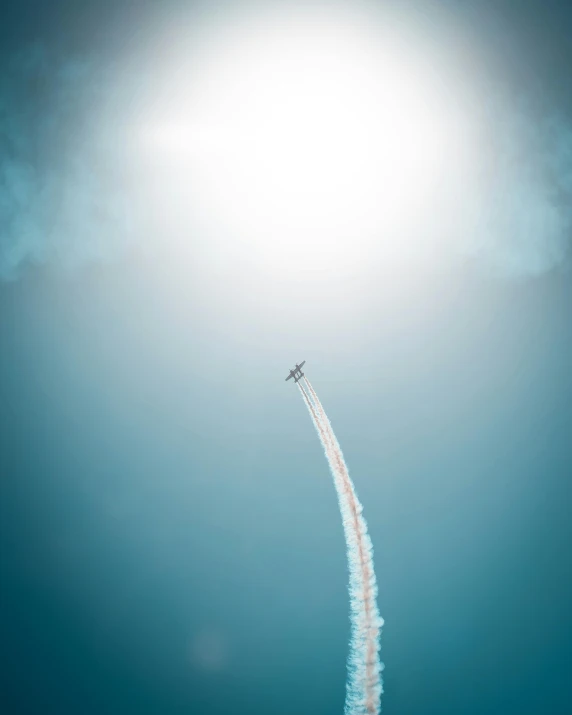 there is a plane that is flying in the sky, a picture, pexels contest winner, light and space, profile image, super high detail picture, trailing off into the horizon, portrait photo