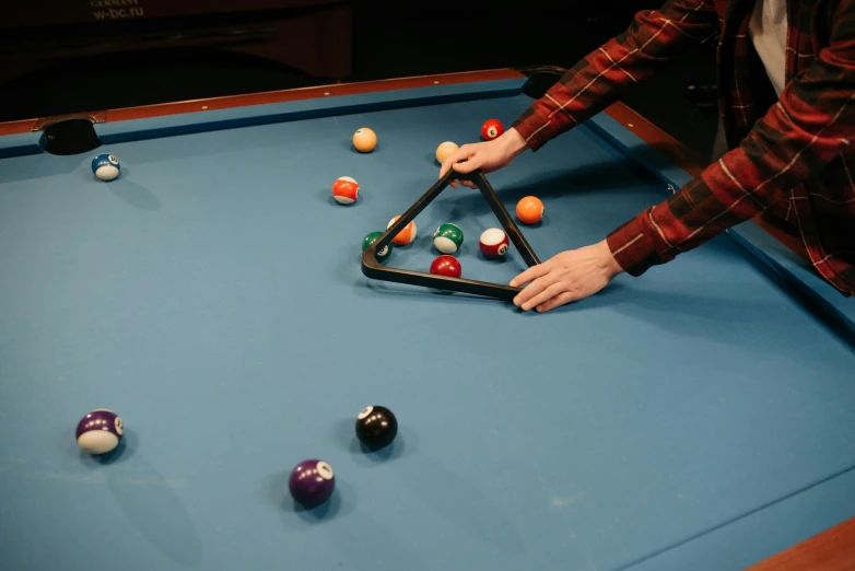 a man is playing a game of pool, unsplash, process art, in triangular formation, 15081959 21121991 01012000 4k, square, floating objects