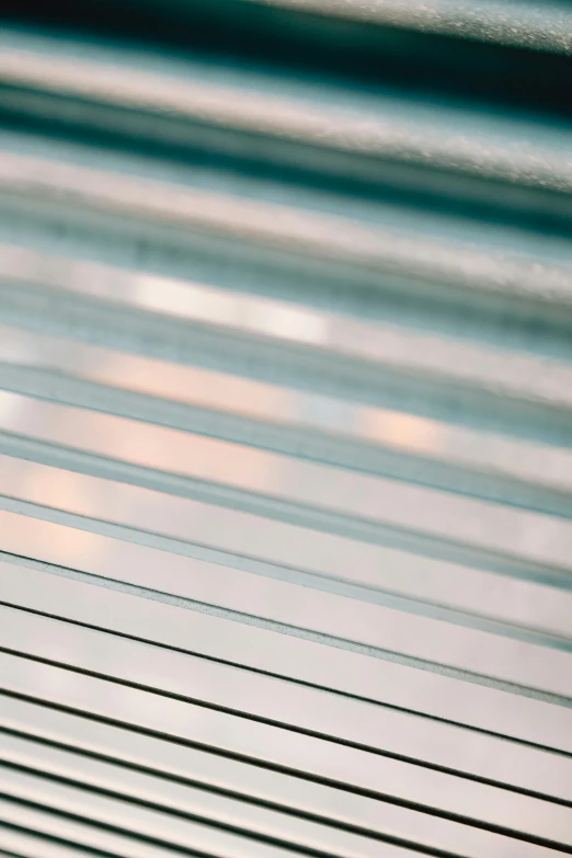 a bird sitting on top of a window sill, by Julian Allen, unsplash, light and space, transparent corrugated glass, detail structure, striped, macro up view metallic