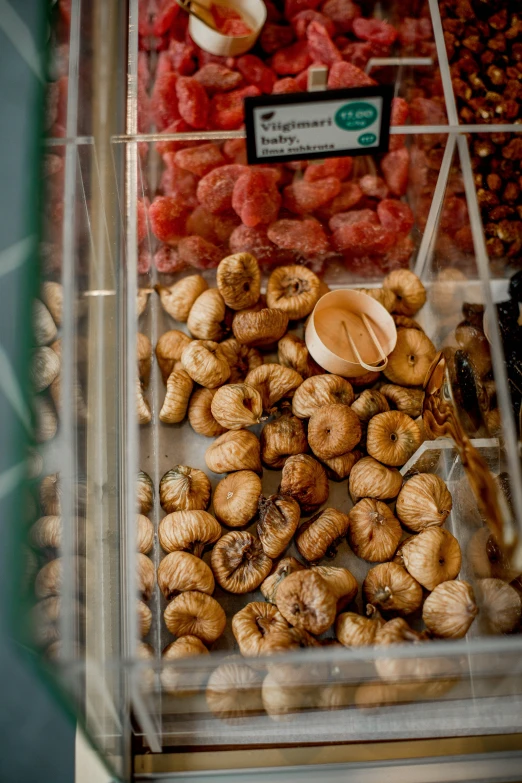 a display case filled with lots of different types of food, acorns, thumbnail, nuttavut baiphowongse, premium quality
