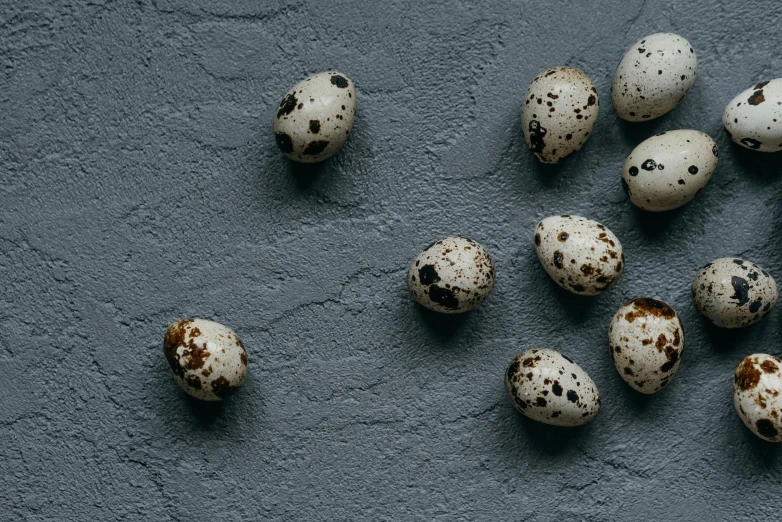 a bunch of eggs sitting on top of a table, an album cover, trending on unsplash, renaissance, white with black spots, 🦩🪐🐞👩🏻🦳, high quality textures, background image