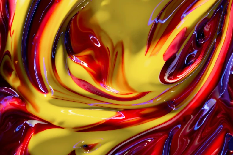 a close up of a red and yellow swirl, a digital painting, inspired by Yanjun Cheng, trending on pexels, glass paint, yellow purple, 3d shaders, ilustration