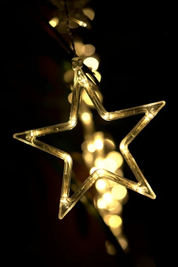 a close up of a star on a string of lights, clear detailed view, star born, brilliant detail, zoomed in