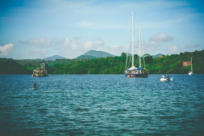 a number of boats in a body of water, a photo, by Carey Morris, pexels contest winner, fan favorite, reggae, threyda, set sail