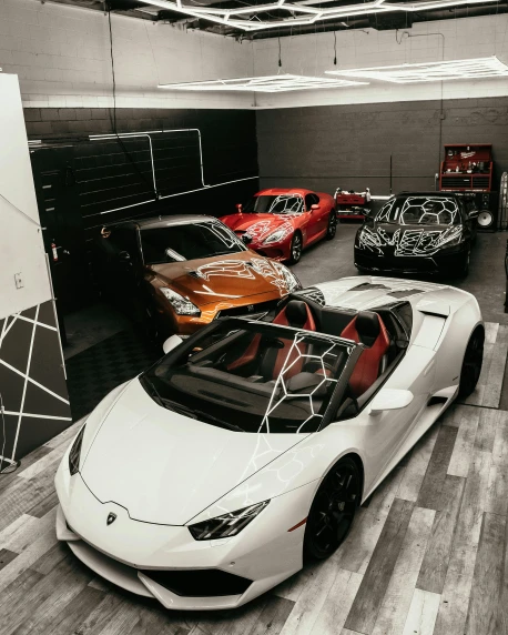 a bunch of cars are parked in a garage, inside of a car, instagram picture, open top, the mekaverse