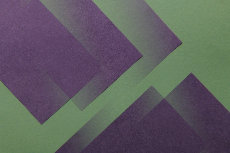 a pair of scissors sitting on top of a piece of paper, inspired by Josef Albers, abstract illusionism, purple green color scheme, diagonal, layered paper, muted green