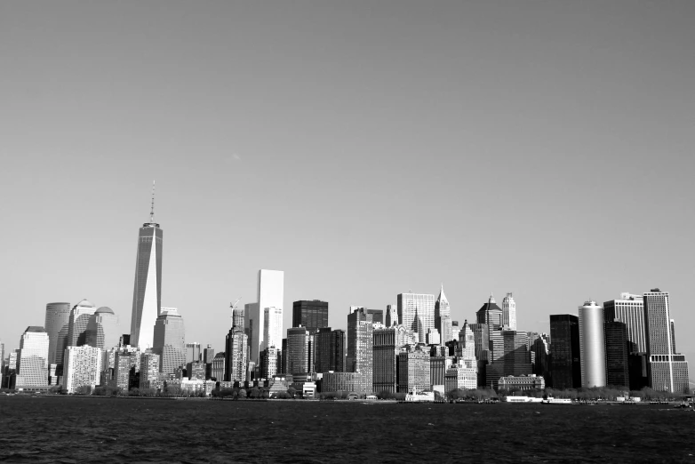 a black and white photo of a city skyline, on liberty island, high quality wallpaper, floating buildings, 4 0 9 6