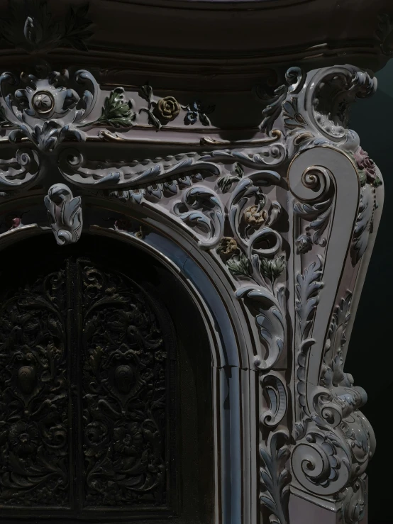 a clock that is on the side of a building, a detailed painting, by Adam Marczyński, zbrush central contest winner, baroque, ornate furniture, 8 k detail, hyper detail portrait, gnarly details soft light