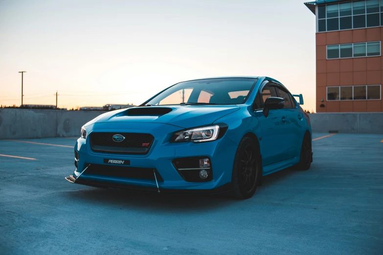 a blue subarunt parked in a parking lot, inspired by An Gyeon, pexels contest winner, wrx golf, square, australian, ultra high res