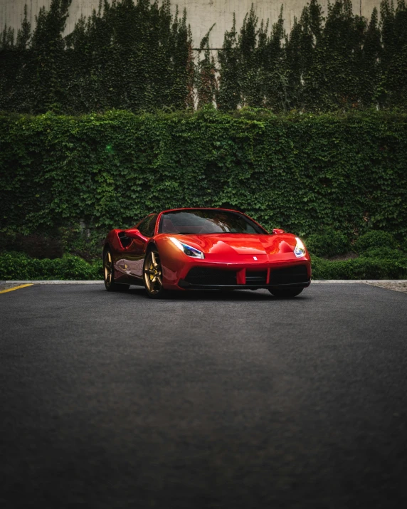 a red sports car parked in a parking lot, an album cover, inspired by Bernardo Cavallino, pexels contest winner, veneno, hq 4k wallpaper, $100000000, red and gold