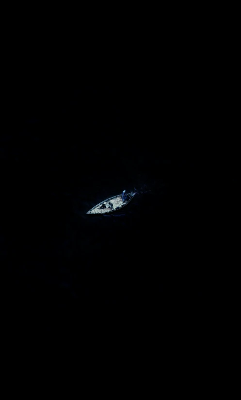 a boat that is in the water at night, by Elsa Bleda, hurufiyya, viewed from bird's-eye, blue marble, all alone, in batman