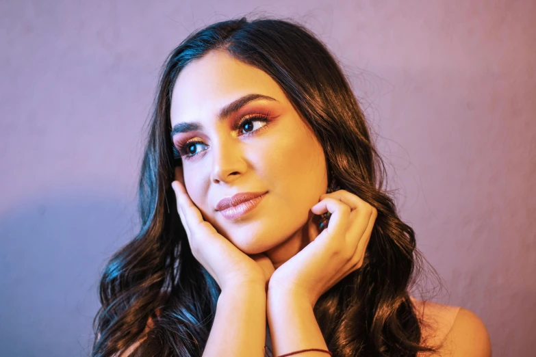 a beautiful young woman posing for a picture, an album cover, trending on pexels, gorgeous latina face, violet myers, maya ali, beautifully soft lit