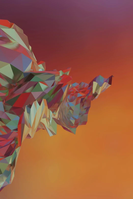 a large elephant standing on top of a lush green field, inspired by Mike Winkelmann, generative art, colourful 3 d crystals, abstract album cover, close-up print of fractured, vibrant: 0.75