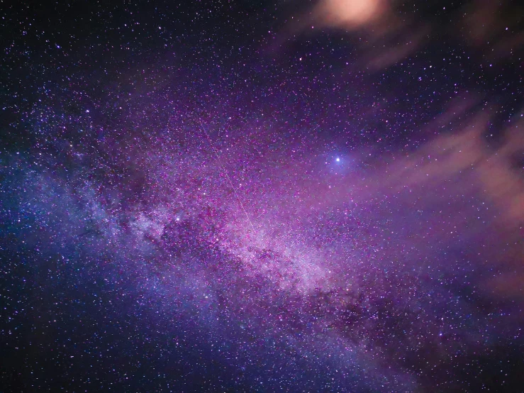 a night sky filled with lots of stars, pexels, space art, purple and pink, the milk way, galaxy orbit system, light purple mist