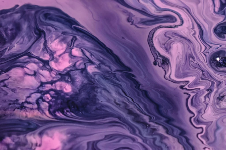 a close up of a purple and black fluid painting, trending on pexels, generative art, swirls, planet surface, a purple fish, made of liquid