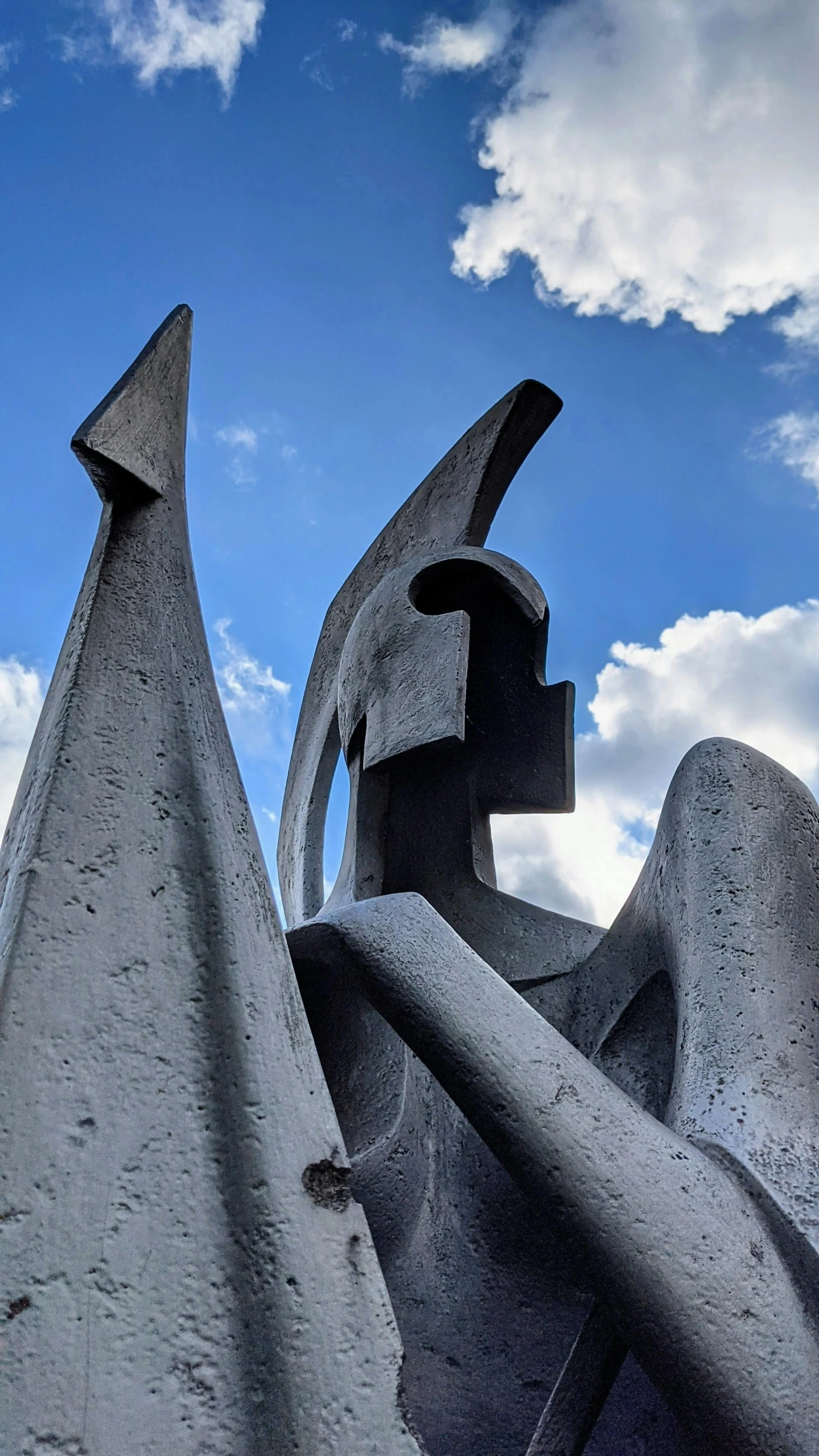 a close up of a statue with a sky background, by Ossip Zadkine, concrete art, instagram photo, winged, miro, 15081959 21121991 01012000 4k