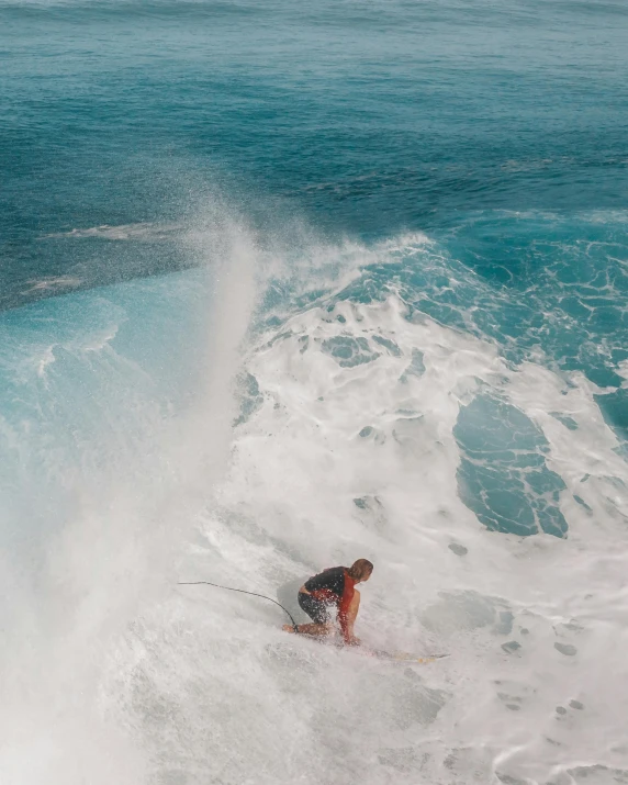 a man riding a wave on top of a surfboard, pexels contest winner, happening, wall of water either side, high angle, barrel chested, low quality photo