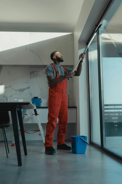 a man that is standing in front of a window, extremely clean, mkbhd, commercial, painting of a man